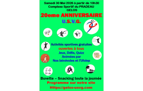20e Anniversaire le 30/5/26